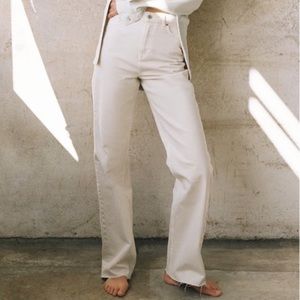 Zara 90’s high waisted wide leg jeans - light beige / taupe